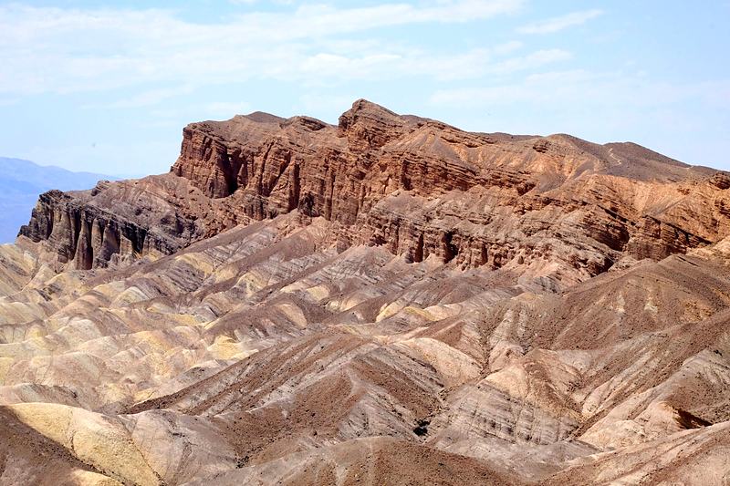 Eroded badlands formation in late light