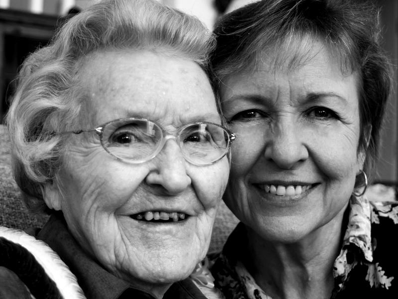 Reference frame: two generations together, a monochrome portrait