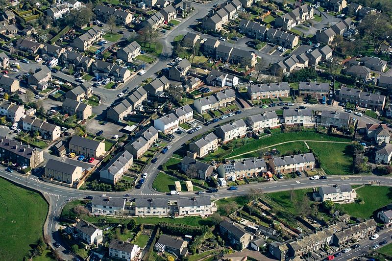 Reference frame: an aerial of a suburban crescent