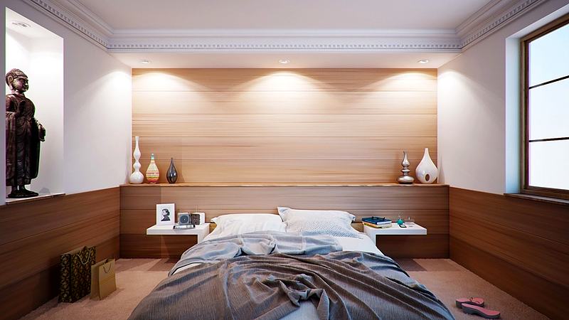 Reference frame: a bedroom with a timber feature wall